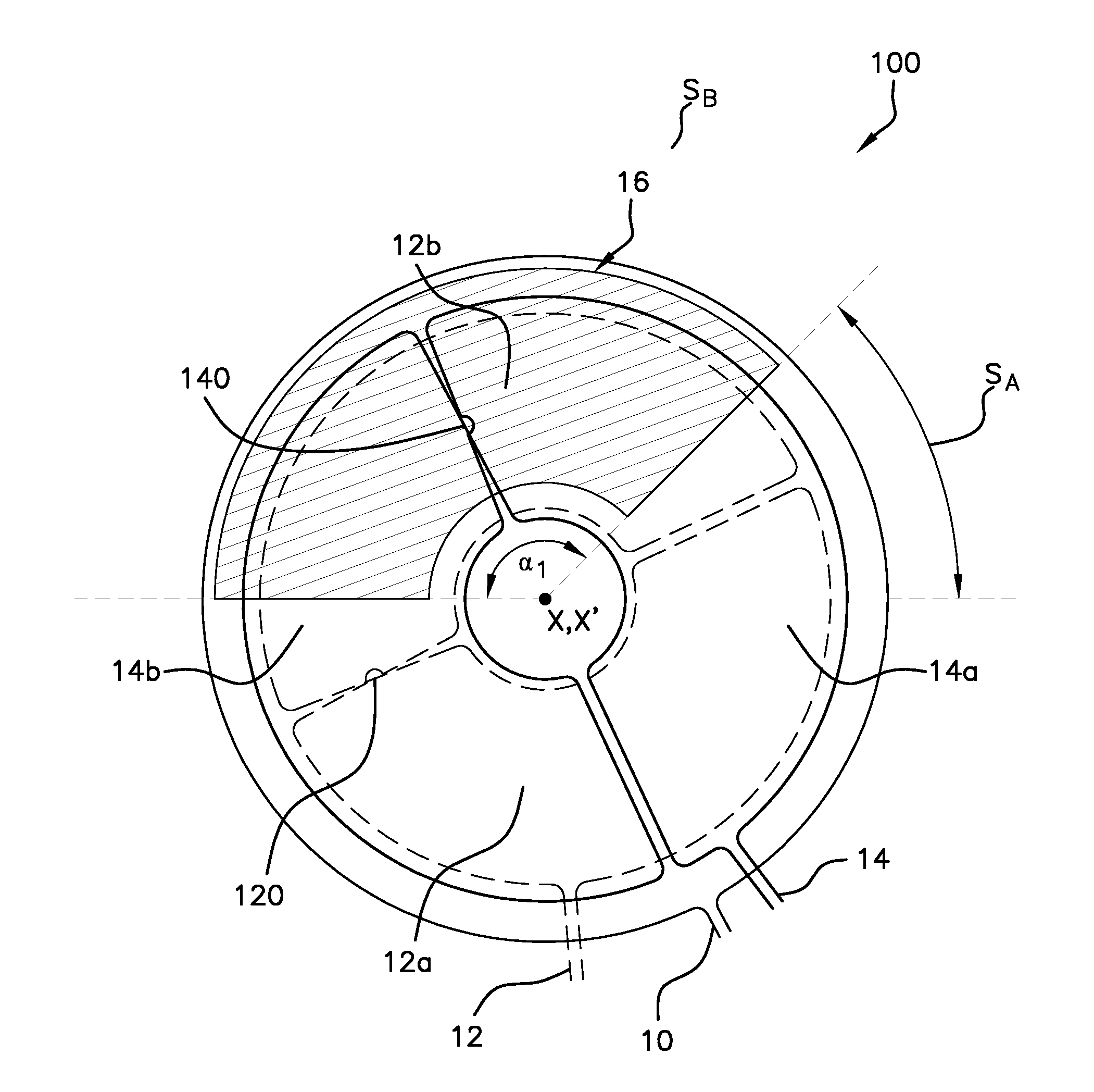 Inductive sensor for angular measurement of the position of a moving part and measuring method using such a sensor