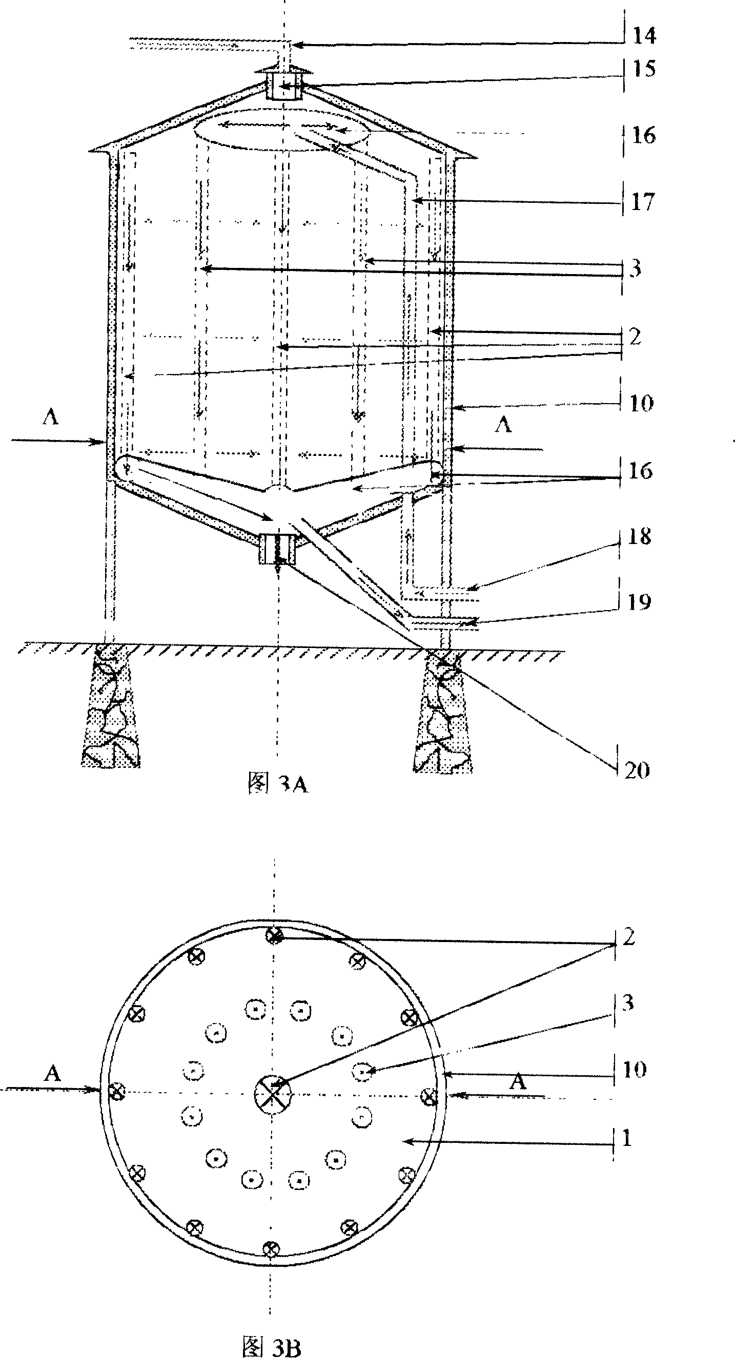 Wind direction-changing and temperature difference drying device for grain