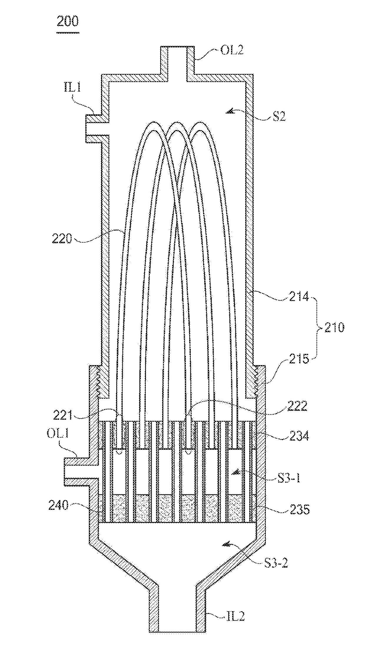 Filtering system and hollow fiber membrane module for the same