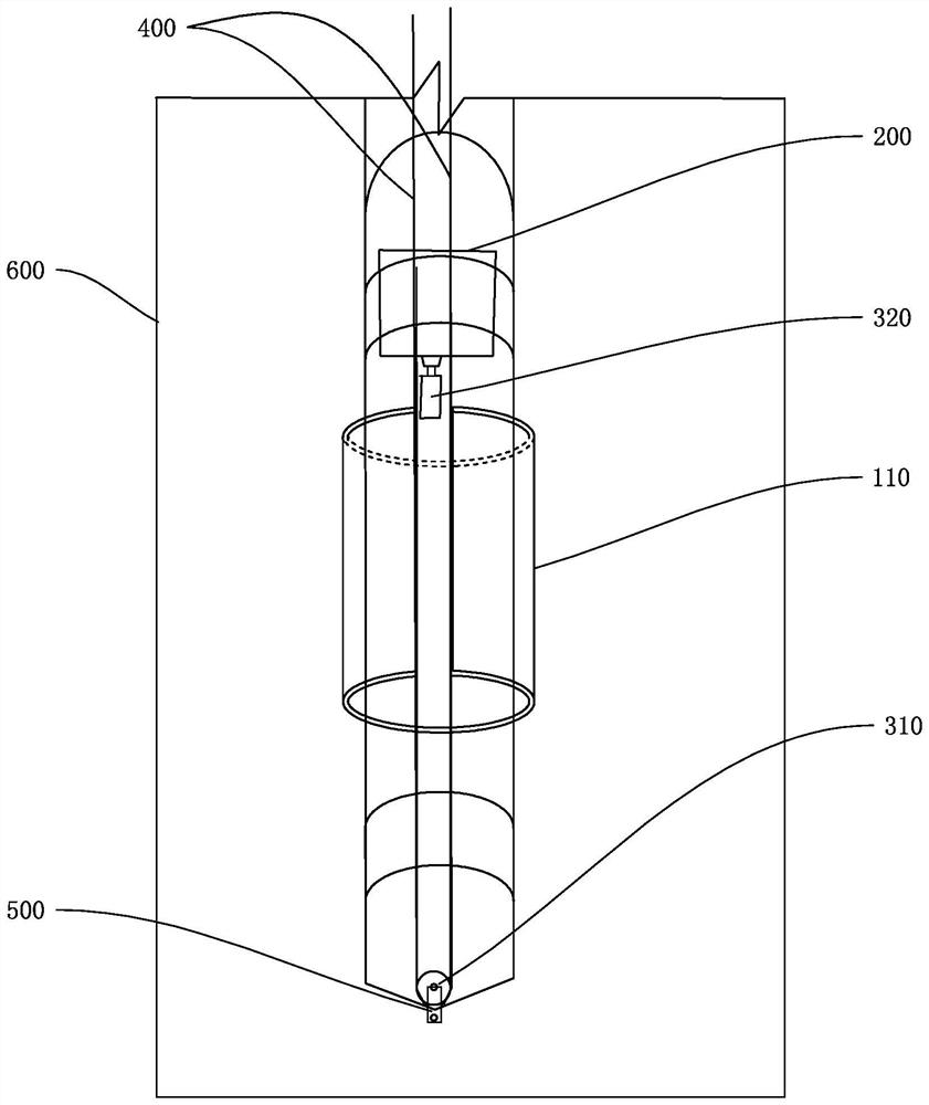 Hanging ring pulley type cross section pipe settlement measuring method