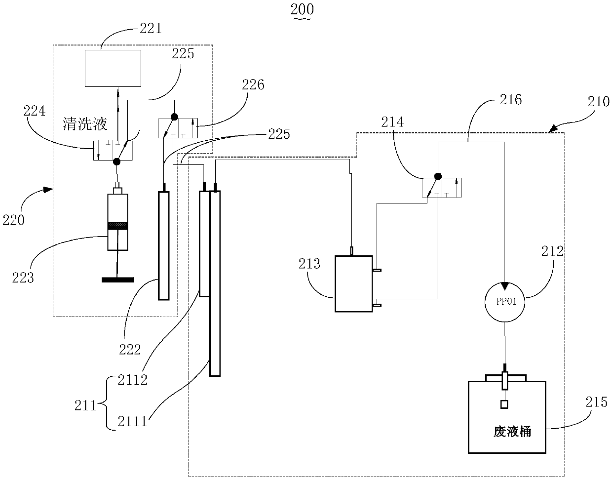 Cleaning device, liquid draining device and corresponding cleaning method