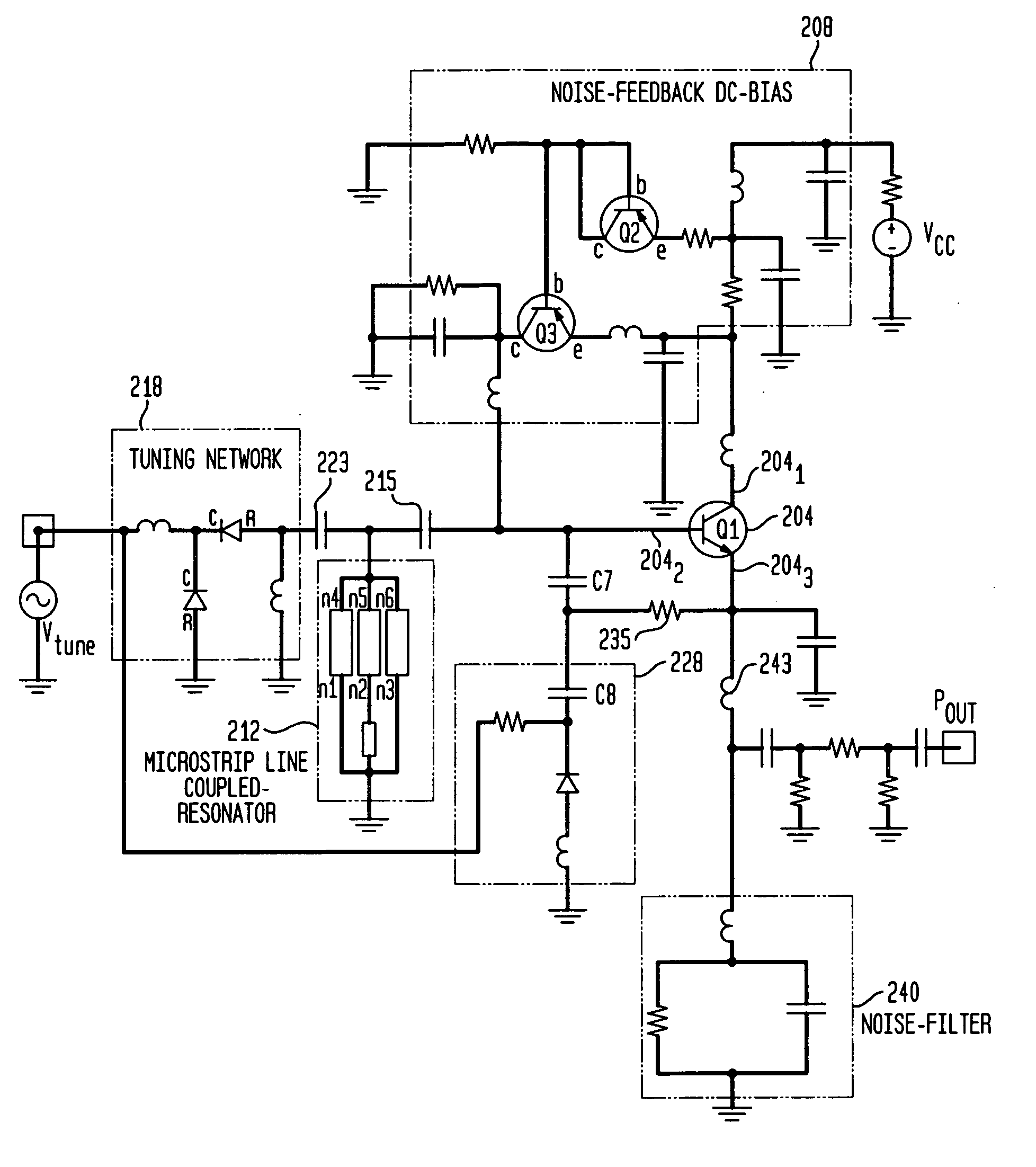 Low noise, hybrid tuned wideband voltage controlled oscillator