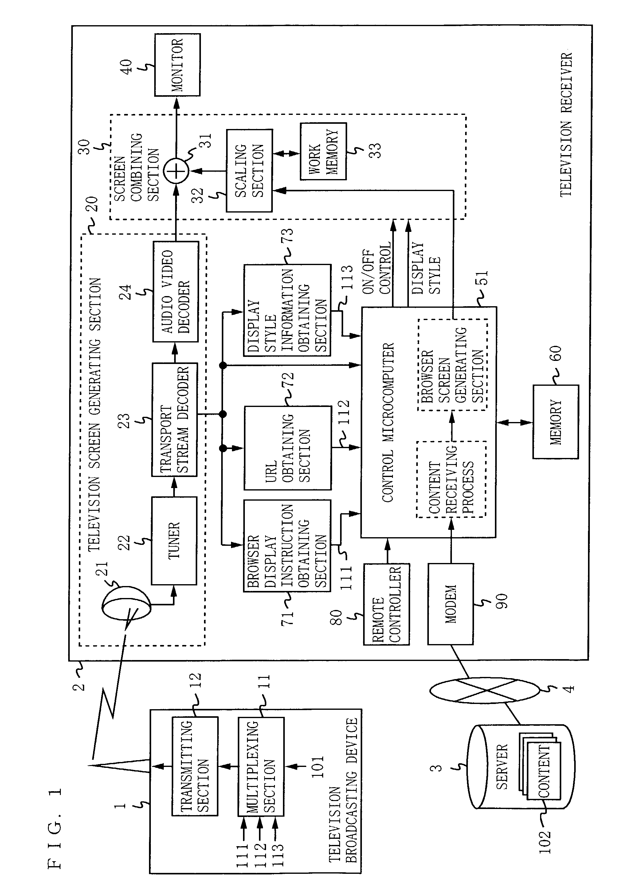 Television receiver and method for providing information to the same