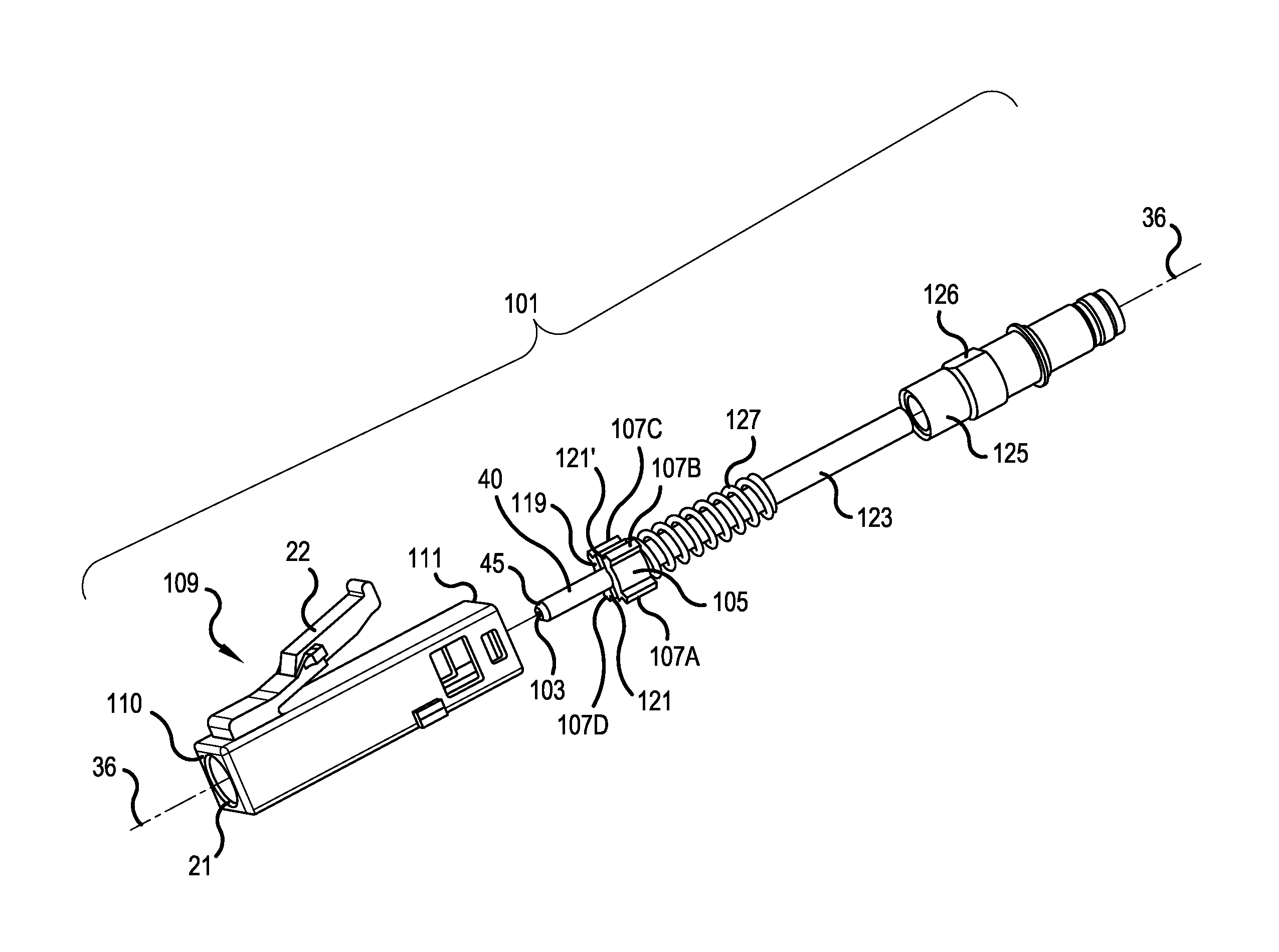 Connector for multiple core optical fiber