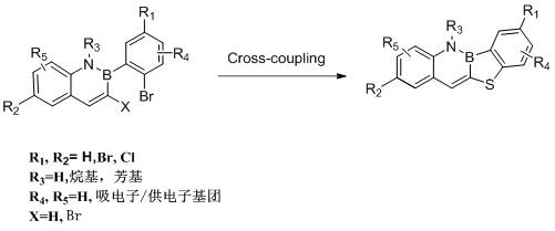 Synthesis method of benzoboron-nitrogen naphthalene thiophene derivative