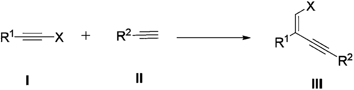 Terminal alkenyl halogenated 1,3-enyne compound as well as preparation method and application thereof