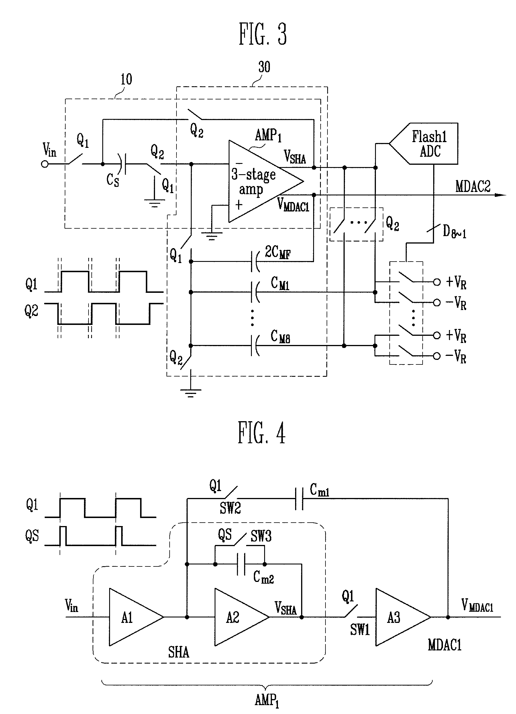 Multi-bit pipeline analog-to-digital converter having shared amplifier structure