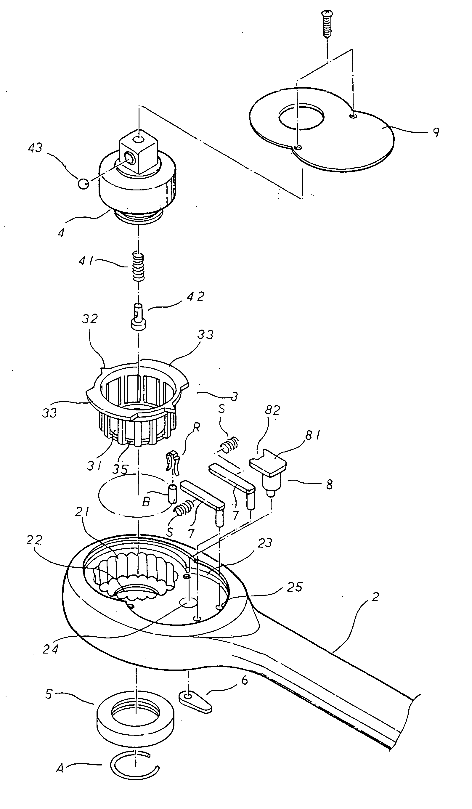 Torque-indicating socket wrench control mechanism
