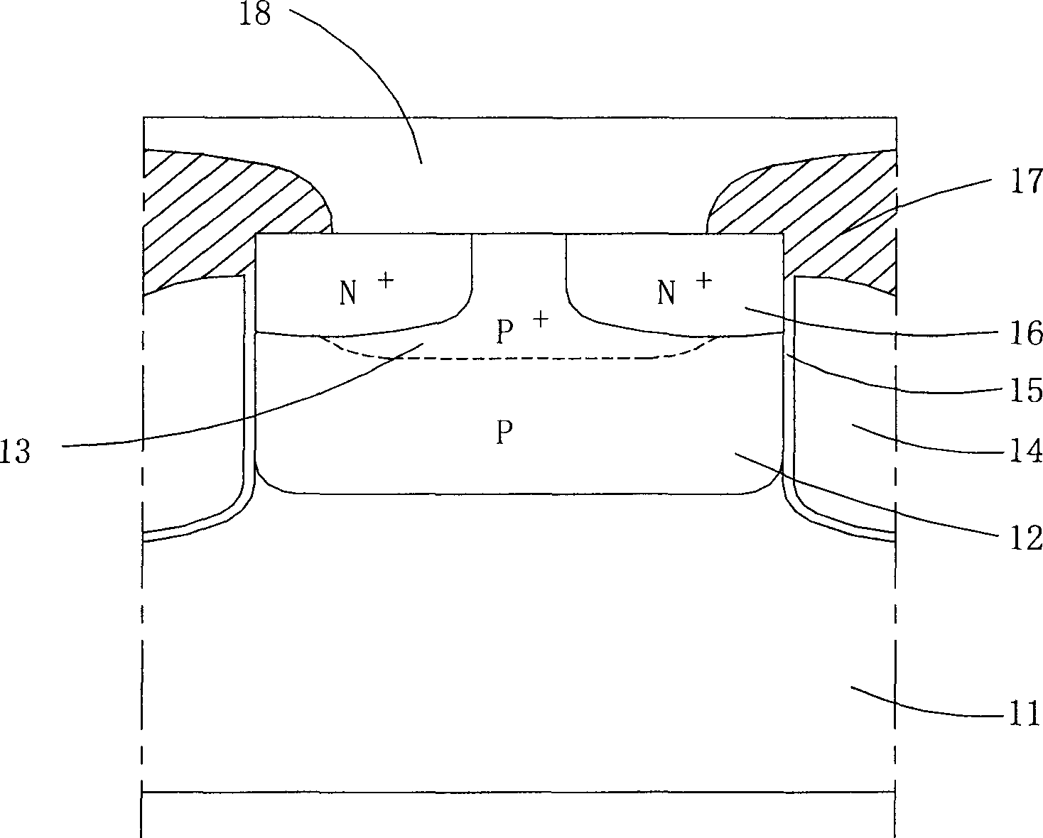 Power semiconductor device with L shaped source