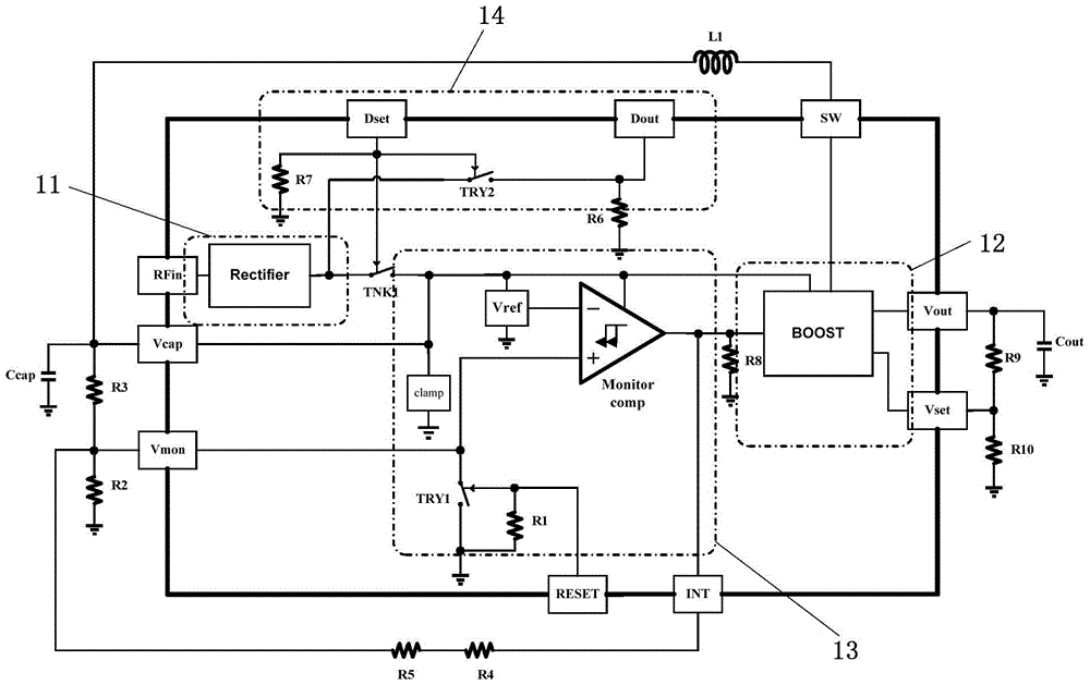 A radio frequency energy acquisition circuit system