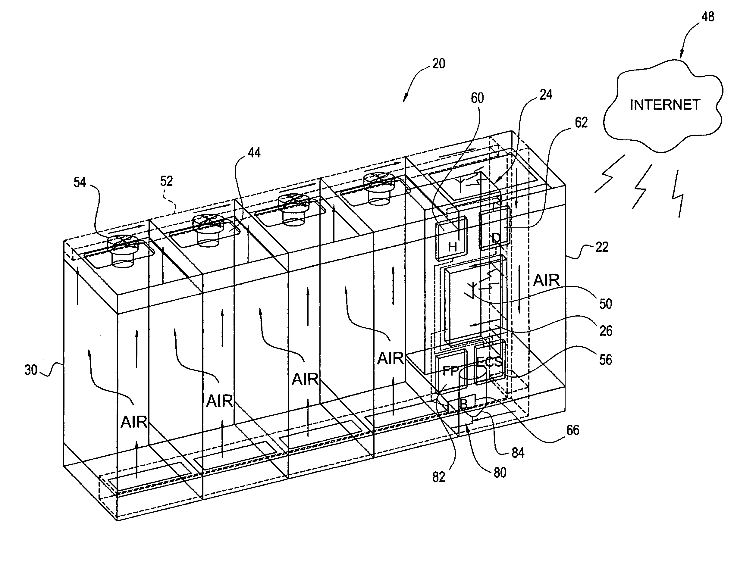 Closed data center containment system and associated methods