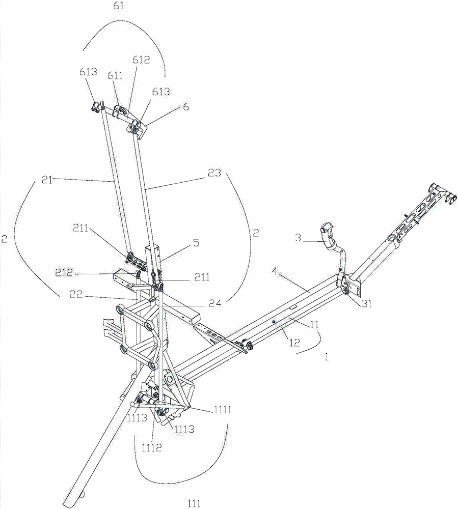Upper rotor left and right swing control mechanism on rotorcraft