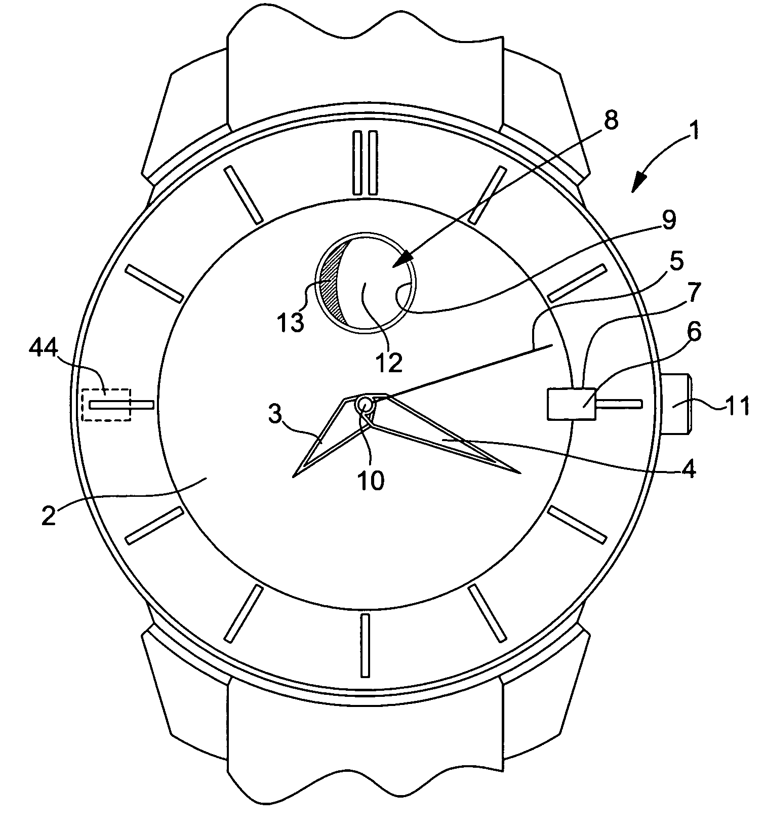 Method and device for displaying a moon image cycle, in particular for a watch