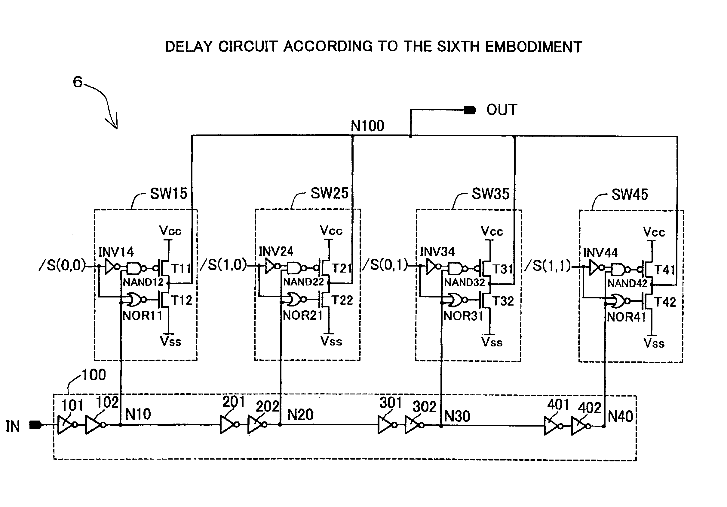 Delay circuit, semiconductor integrated circuit device containing a delay circuit and delay method