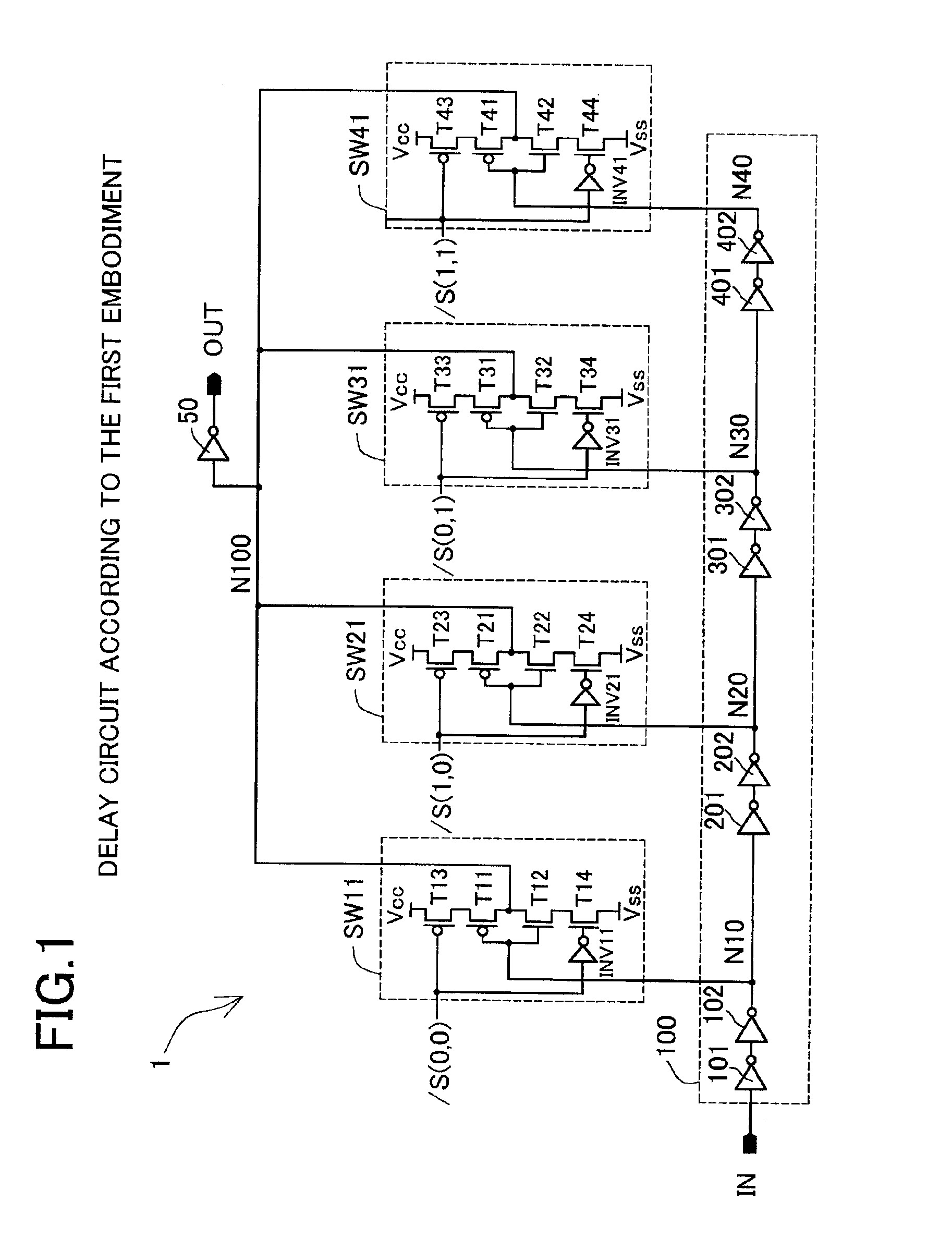 Delay circuit, semiconductor integrated circuit device containing a delay circuit and delay method