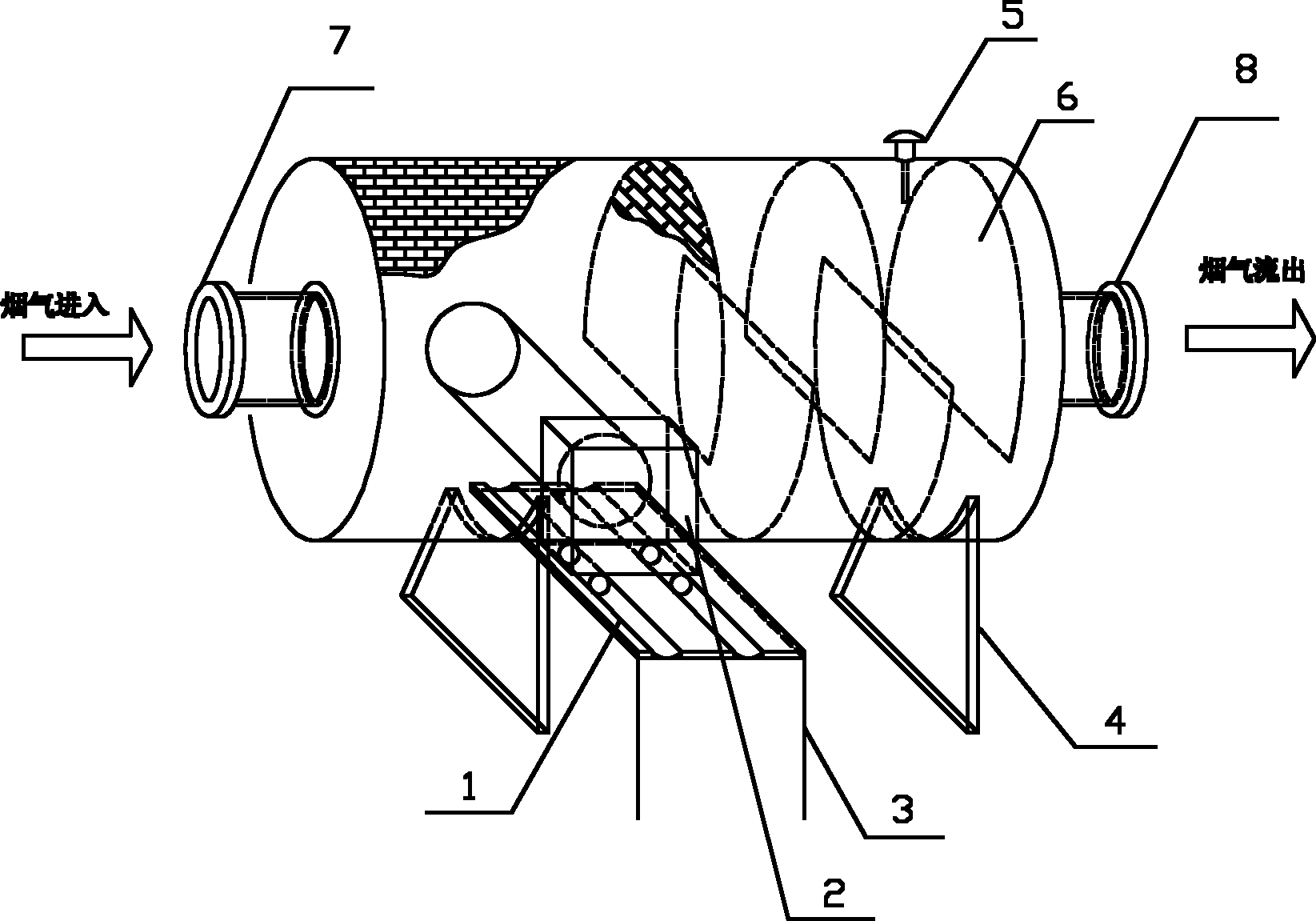 Cremation flue gas purification combustion device