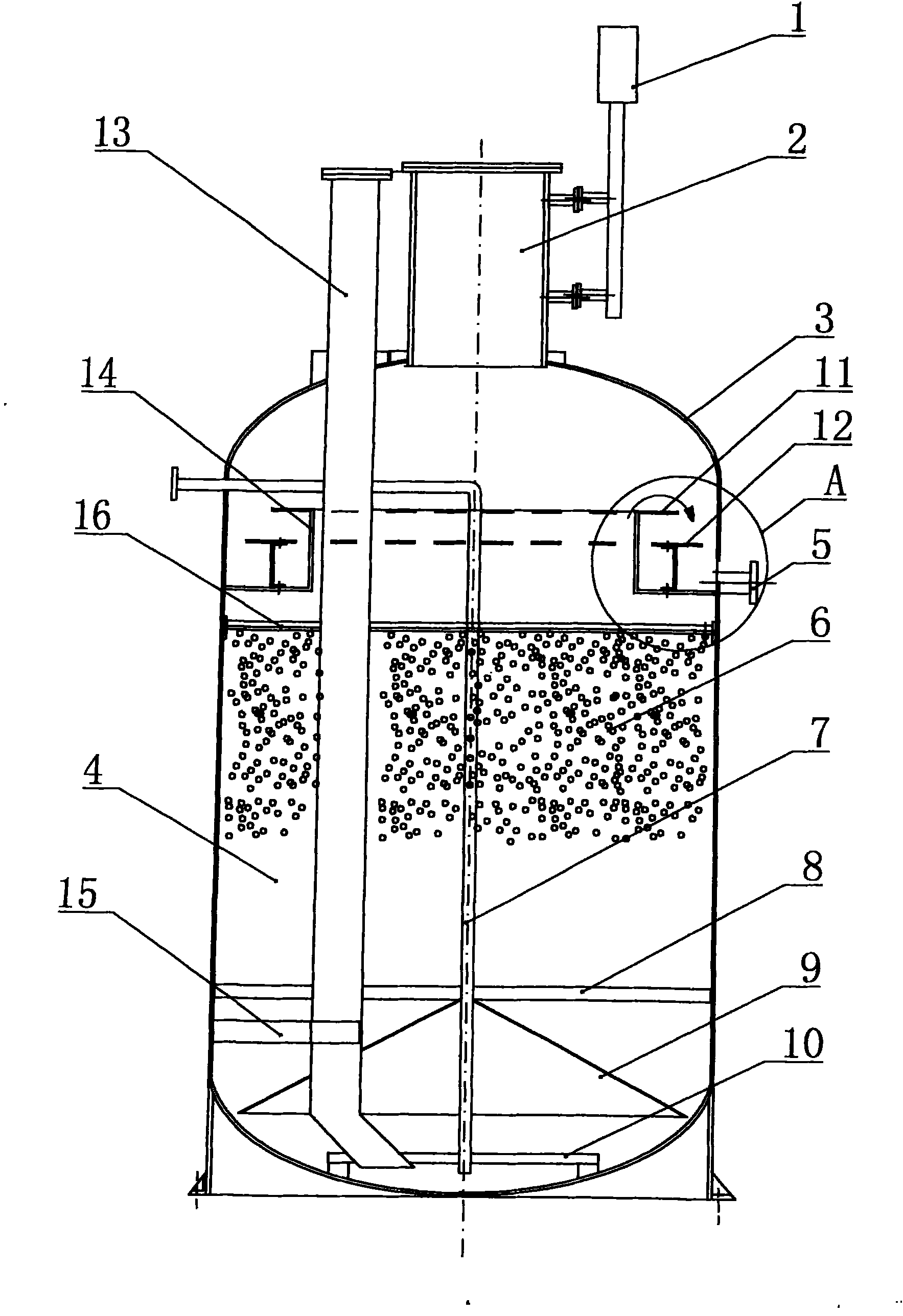 Mixed flow expanded bed anaerobic microorganism filter tank