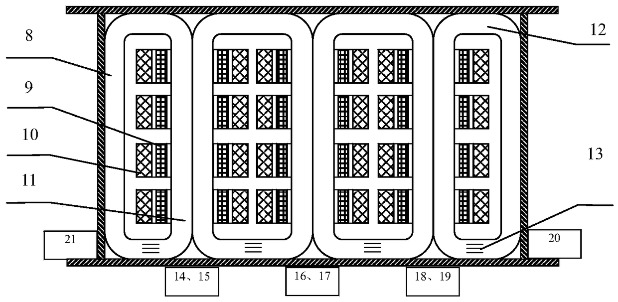 A three-phase five-column high-frequency transformer with ventilation and cooling structure