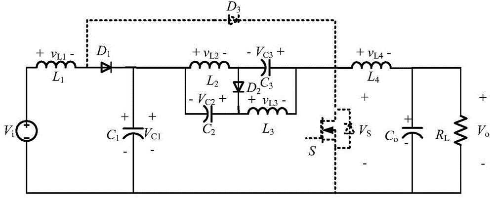 Current continuous type high-gain DC-DC converter circuit