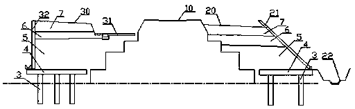 Composite roadbed device based on existing rail traffic roadbed and pile column construction method