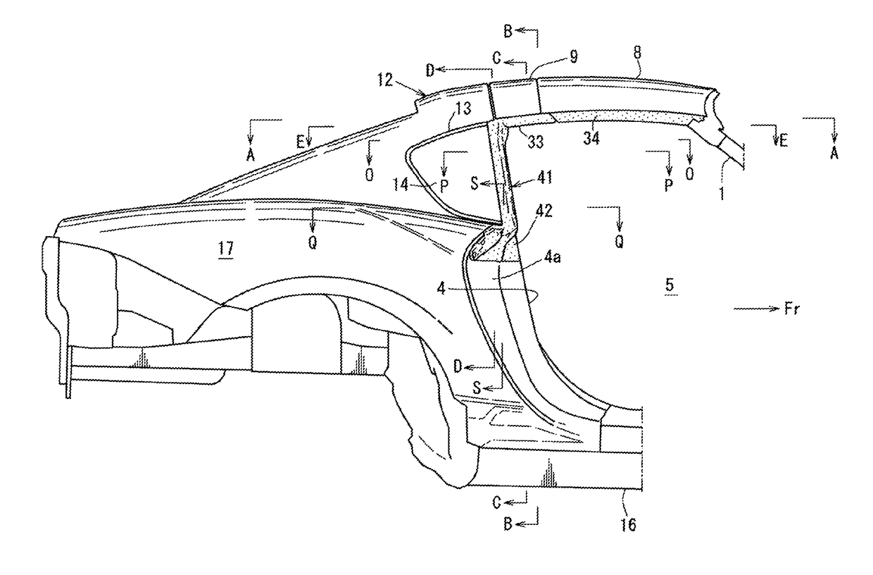 Seal structure of automotive vehicle with storing-type roof