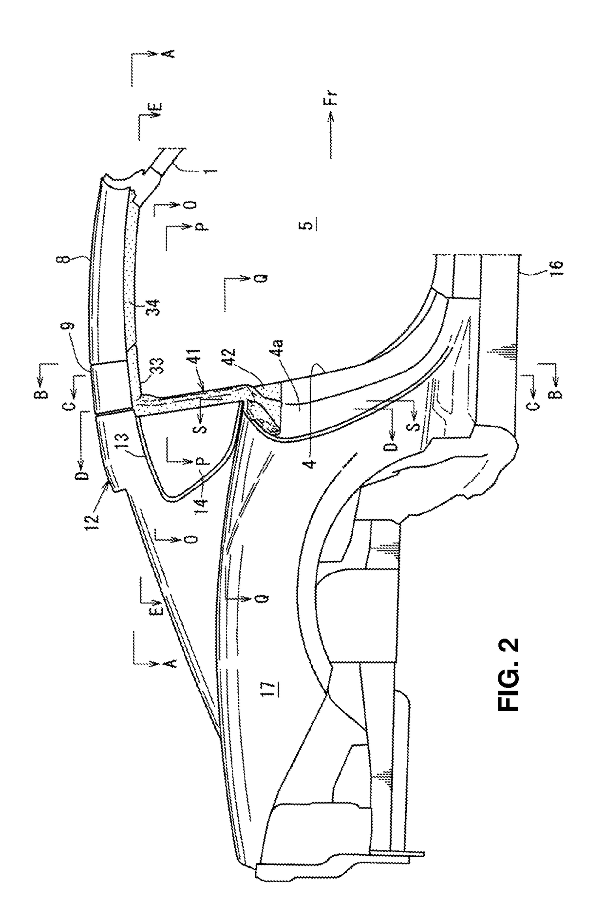 Seal structure of automotive vehicle with storing-type roof