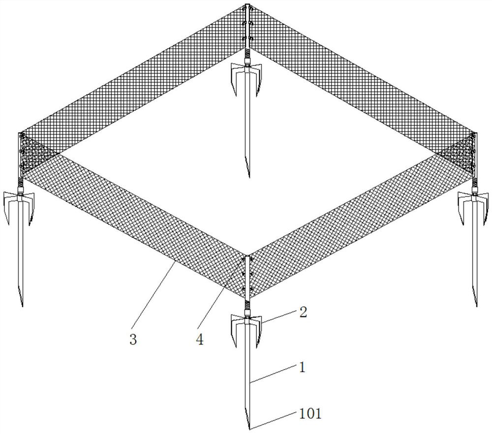 A device for setting up an ecological quadrat fence and a method for using the same