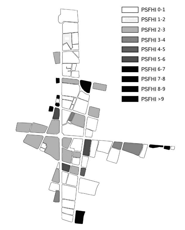 Measurement and calculation method for determining space boundary of city center area