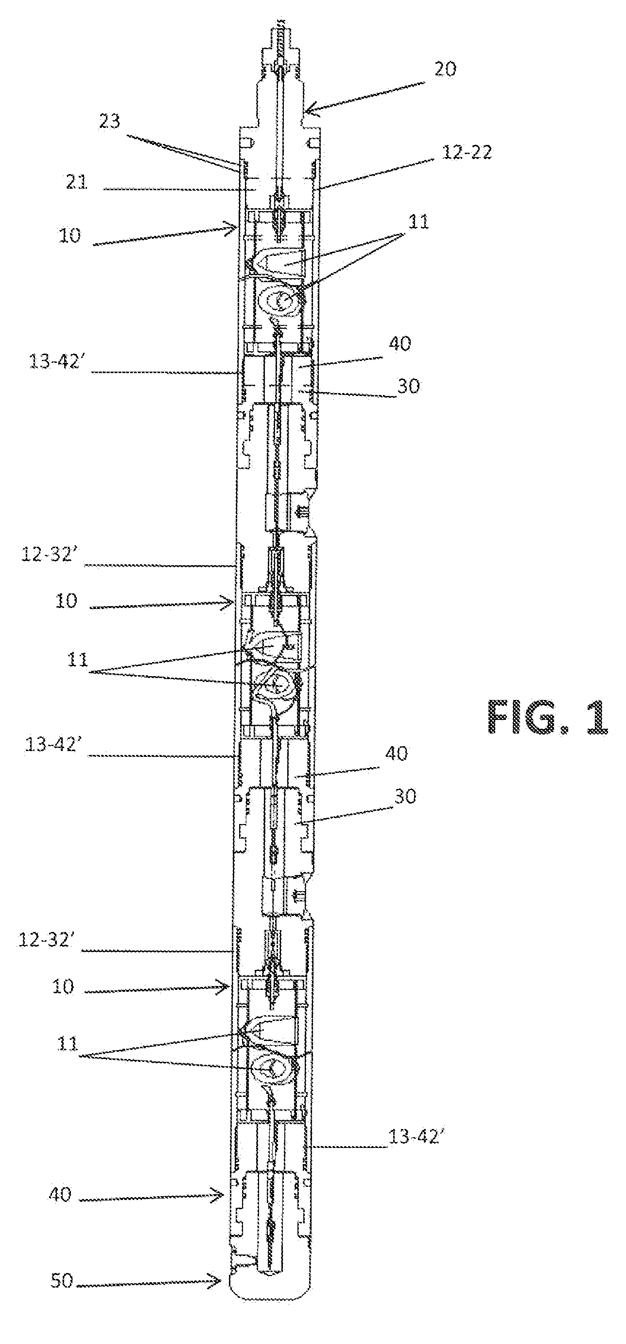 Electromechanical assembly for connecting a series of perforating guns for oil and gas wells