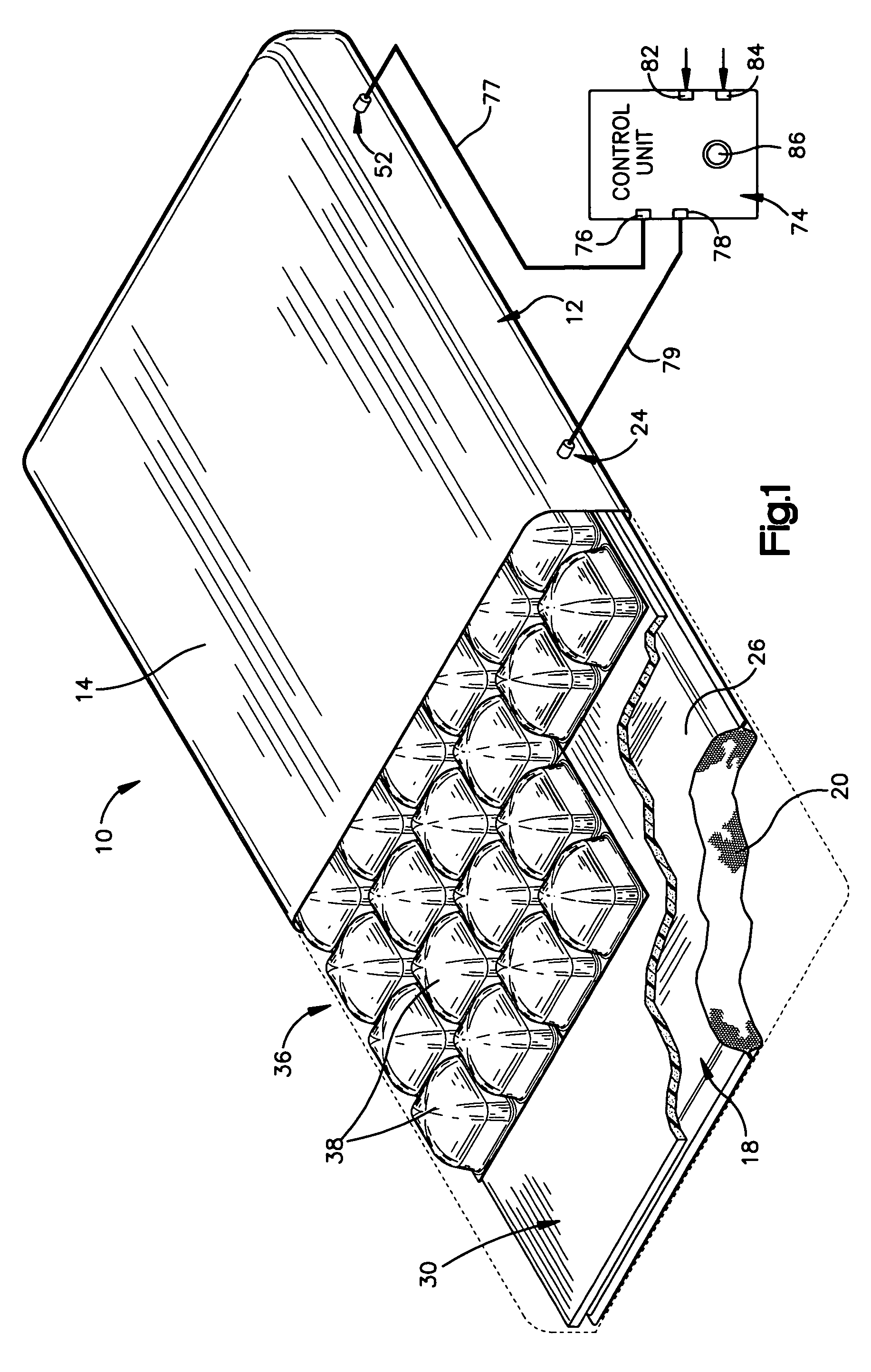 Patient support apparatus having an air cell grid and associated method