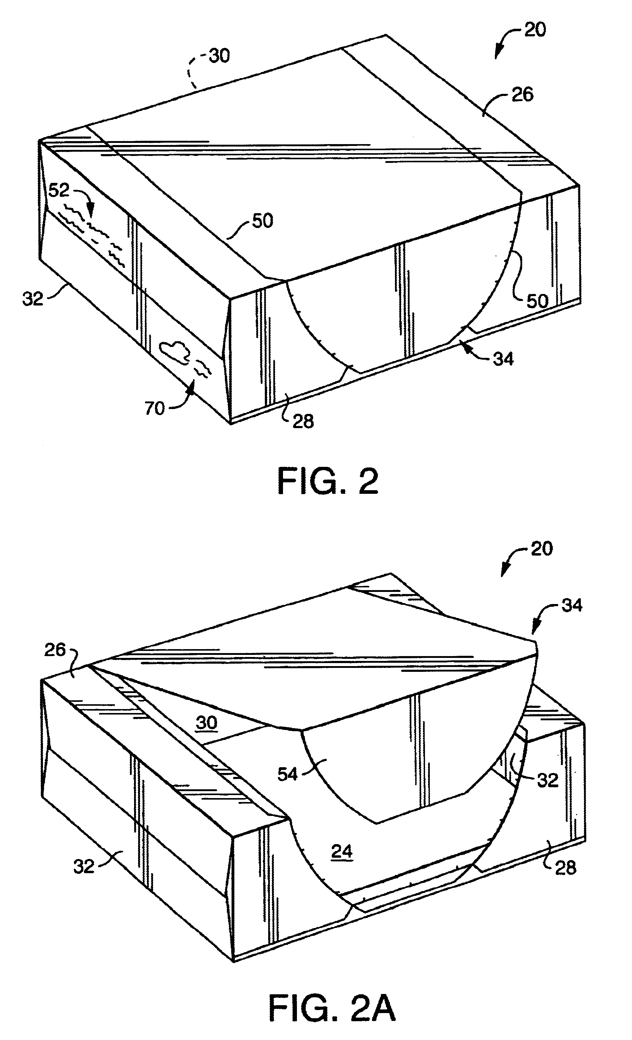 Package having an opening mechanism and containing selectively oriented absorbent articles
