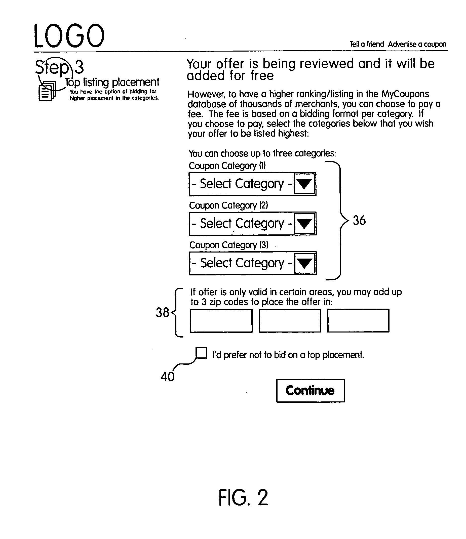 Method of automatically placing discount offers into a private folder of a consumer