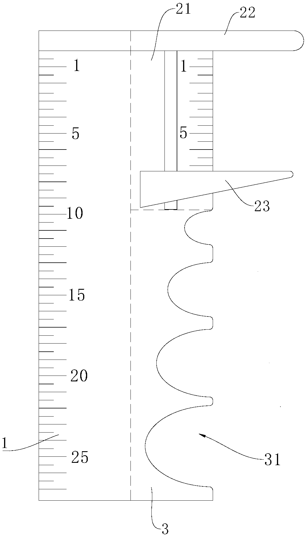 Measuring scale for boy's genital