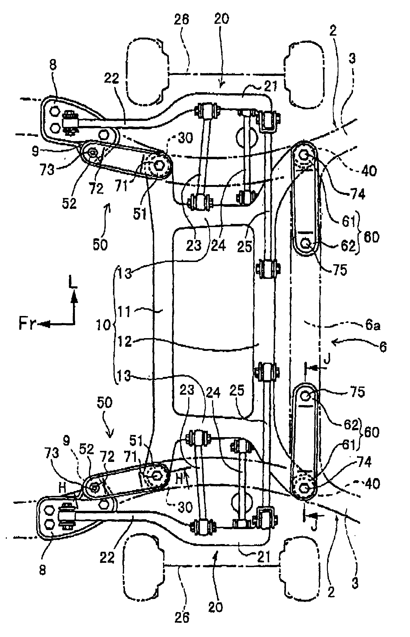 Supporting structure of sub-frame in suspension system for vehicle