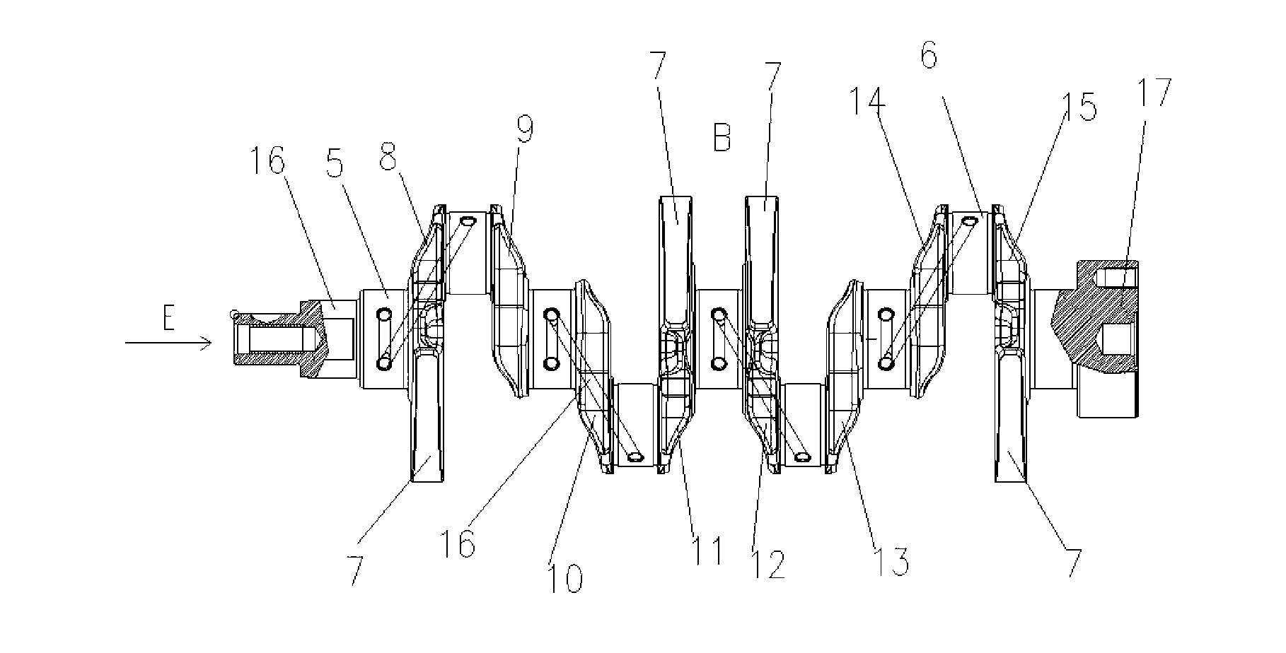 Piston type engine offset crankshaft connecting rod mechanism