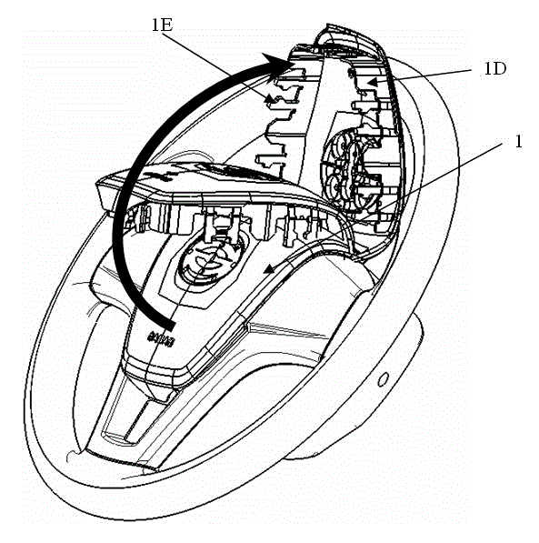 SRS decorative cover turning device mounted on steering wheel