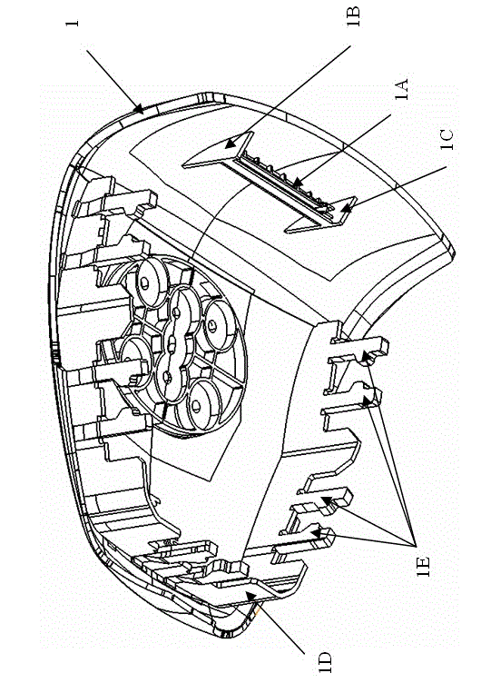 SRS decorative cover turning device mounted on steering wheel