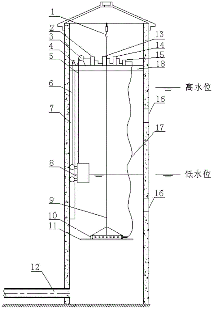 A water body suspended solids adsorption treatment device for water intake tower