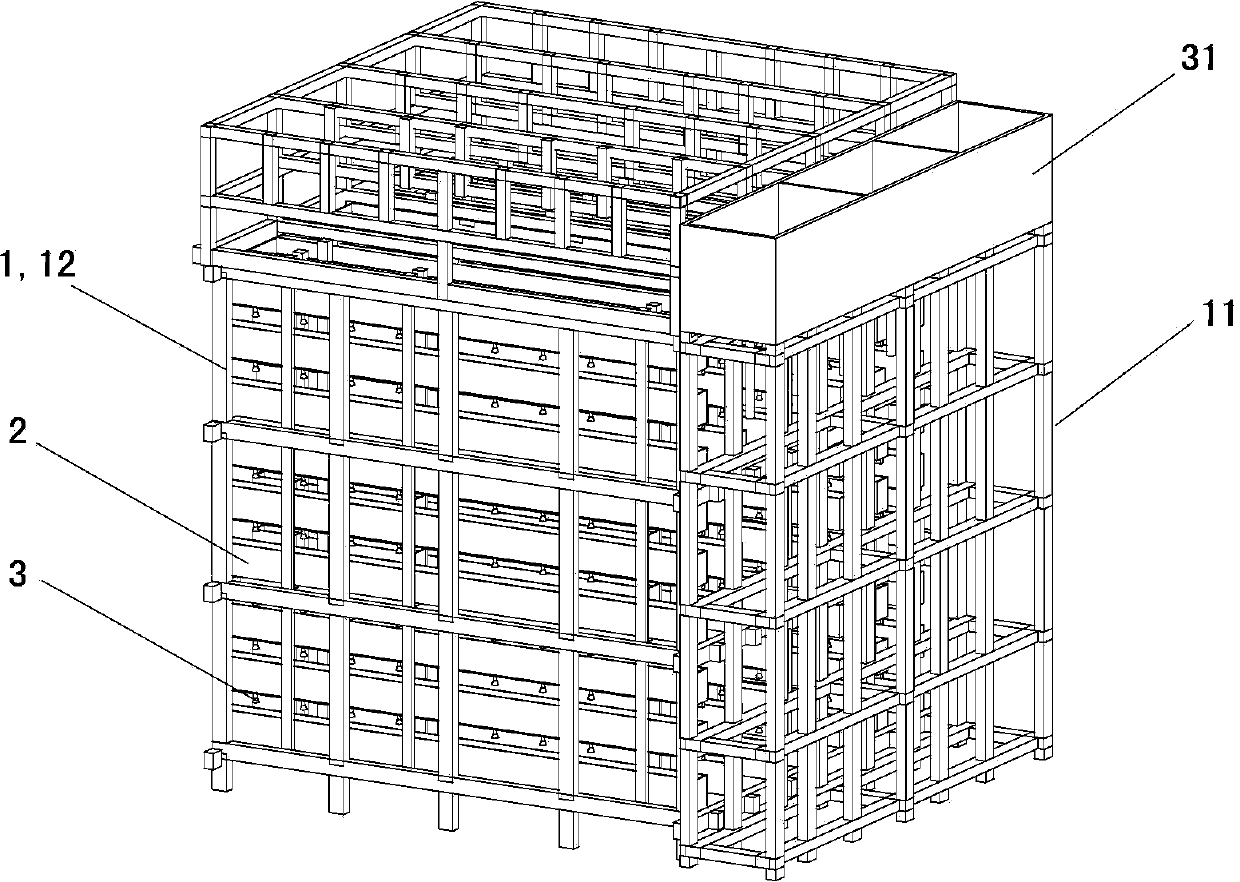 Agricultural greenhouse type three-dimensional cultivation system