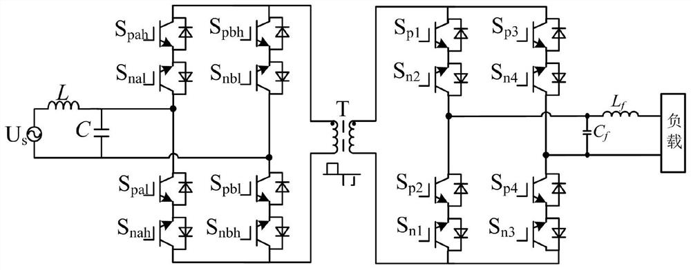 Topology and modulation method of single-phase current-type high-frequency chain-matrix power electronic transformer