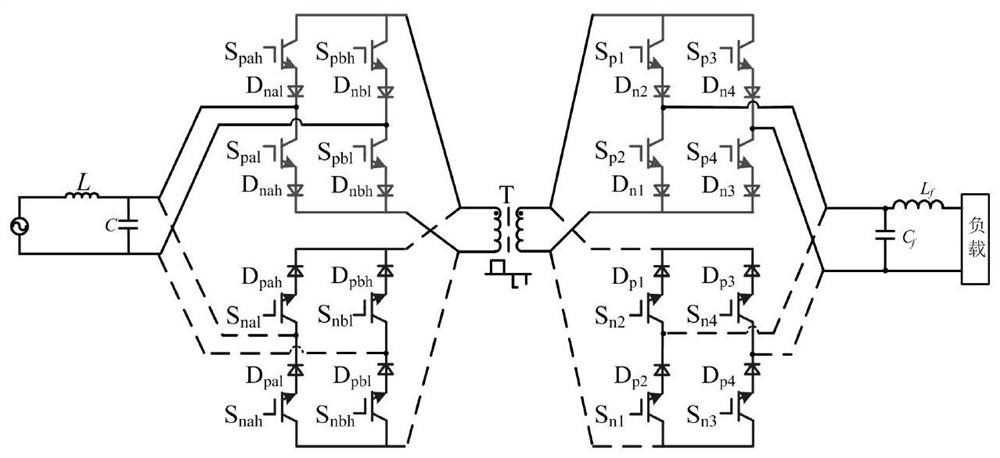 Topology and modulation method of single-phase current-type high-frequency chain-matrix power electronic transformer