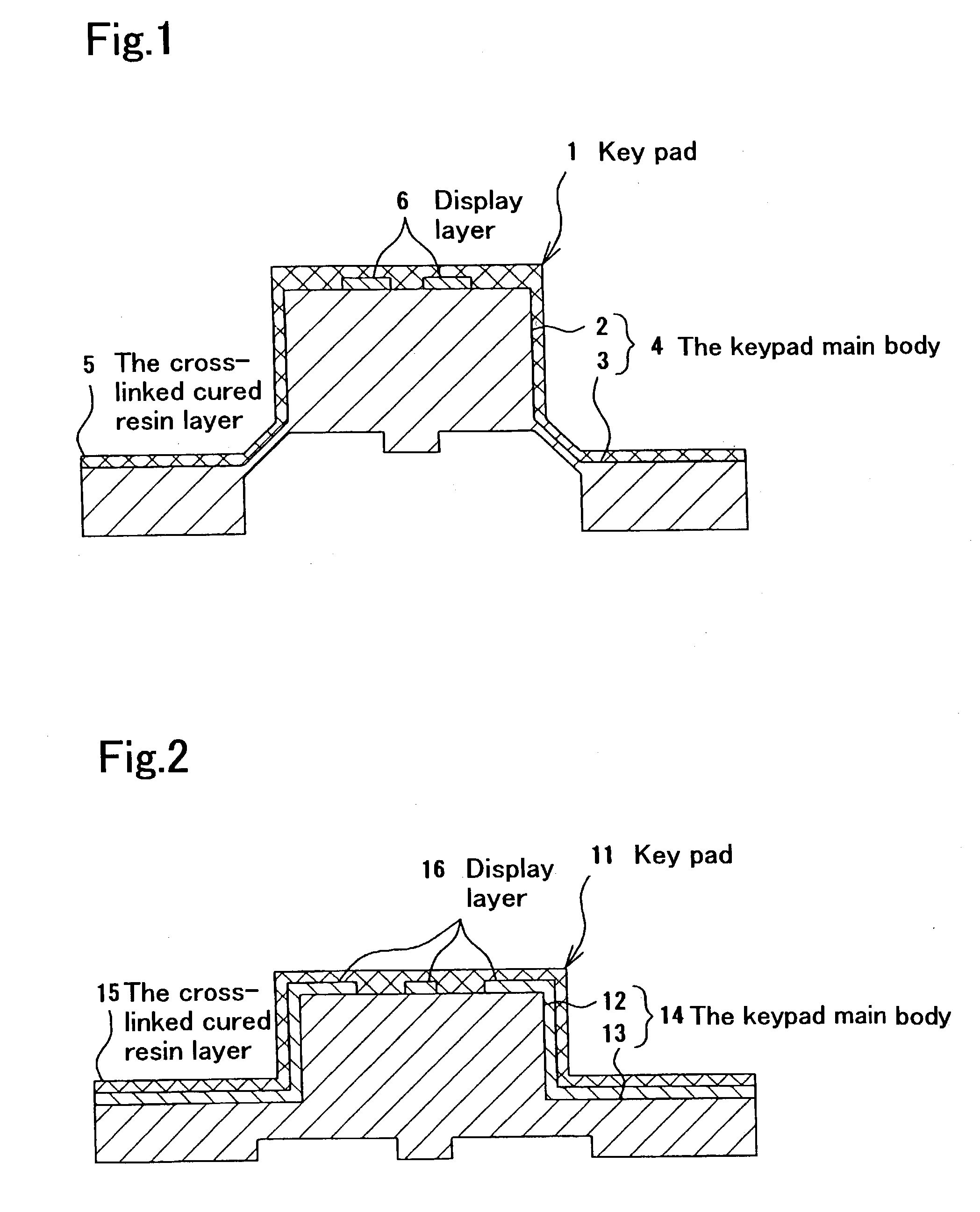 Keypad and method of separating a crosslinked cured resin layer thereof