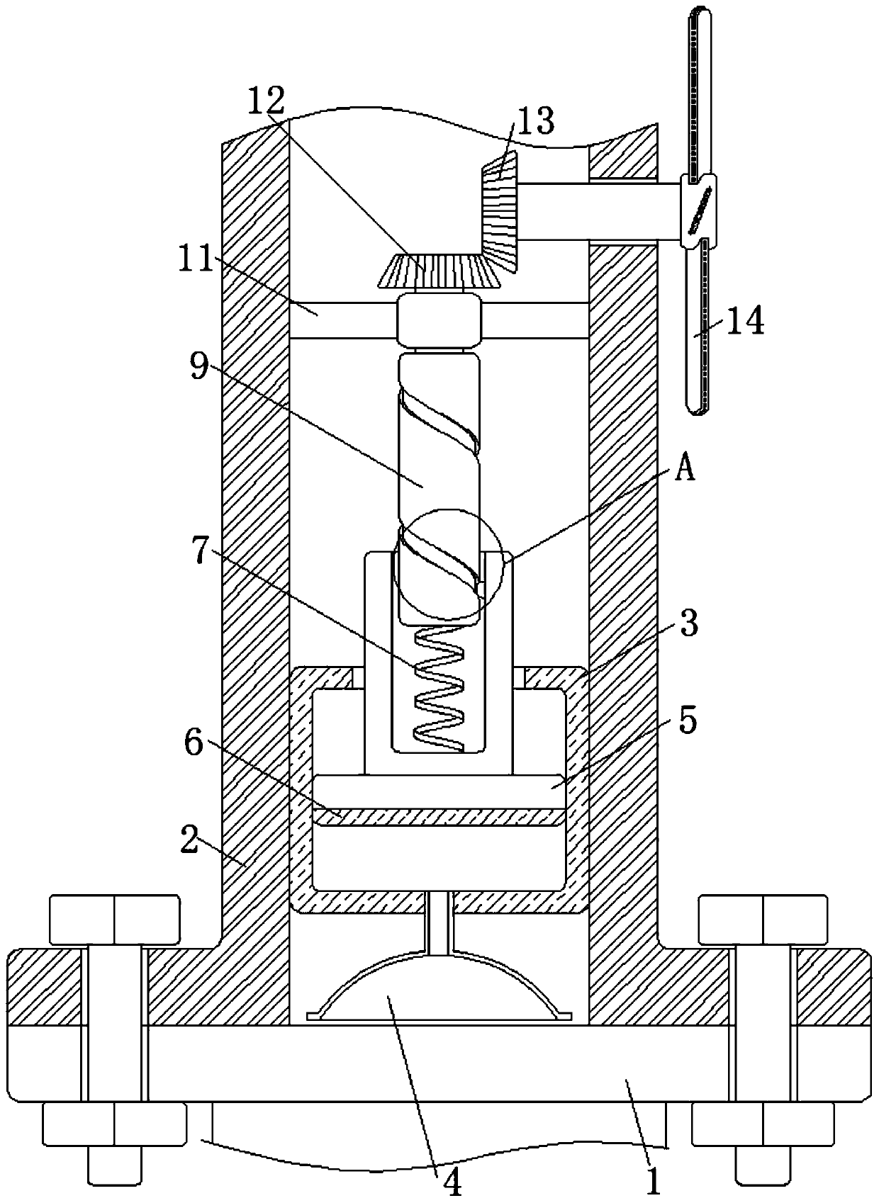 Antenna fixing device realizing absorption, vibration reduction and wind prevention for base station