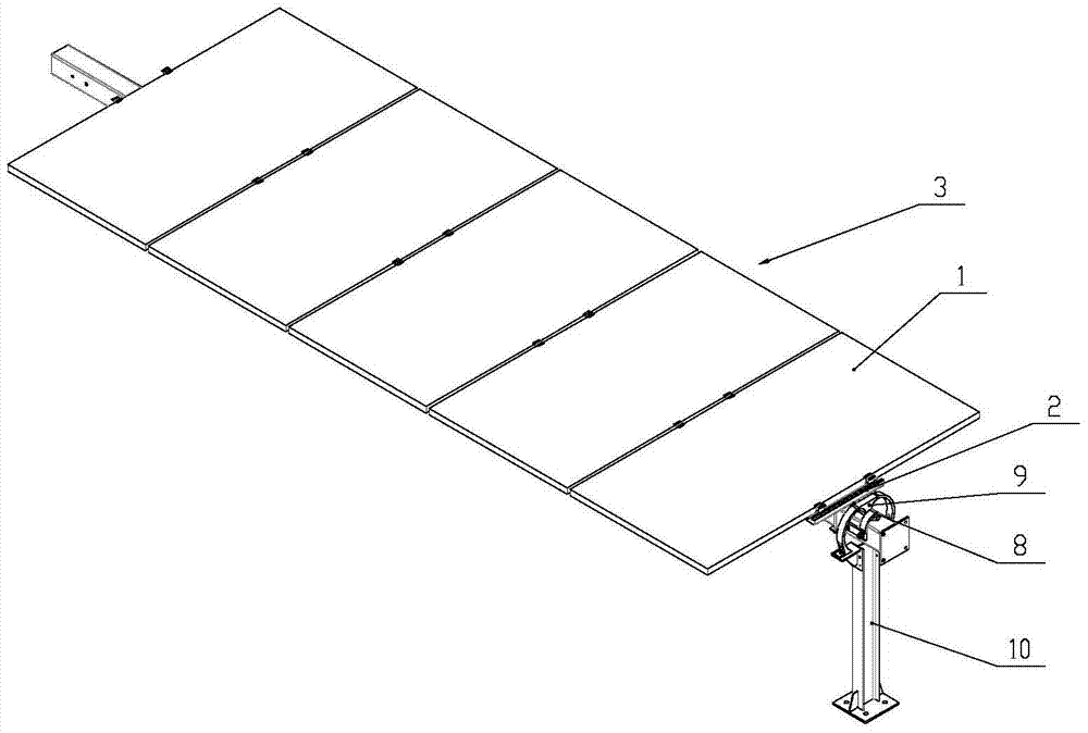 Flat single-axis sun tracking bracket device