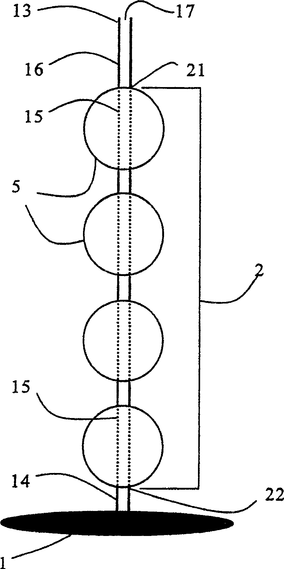 Device combining air feeding and biological connection and the formed water purifying system
