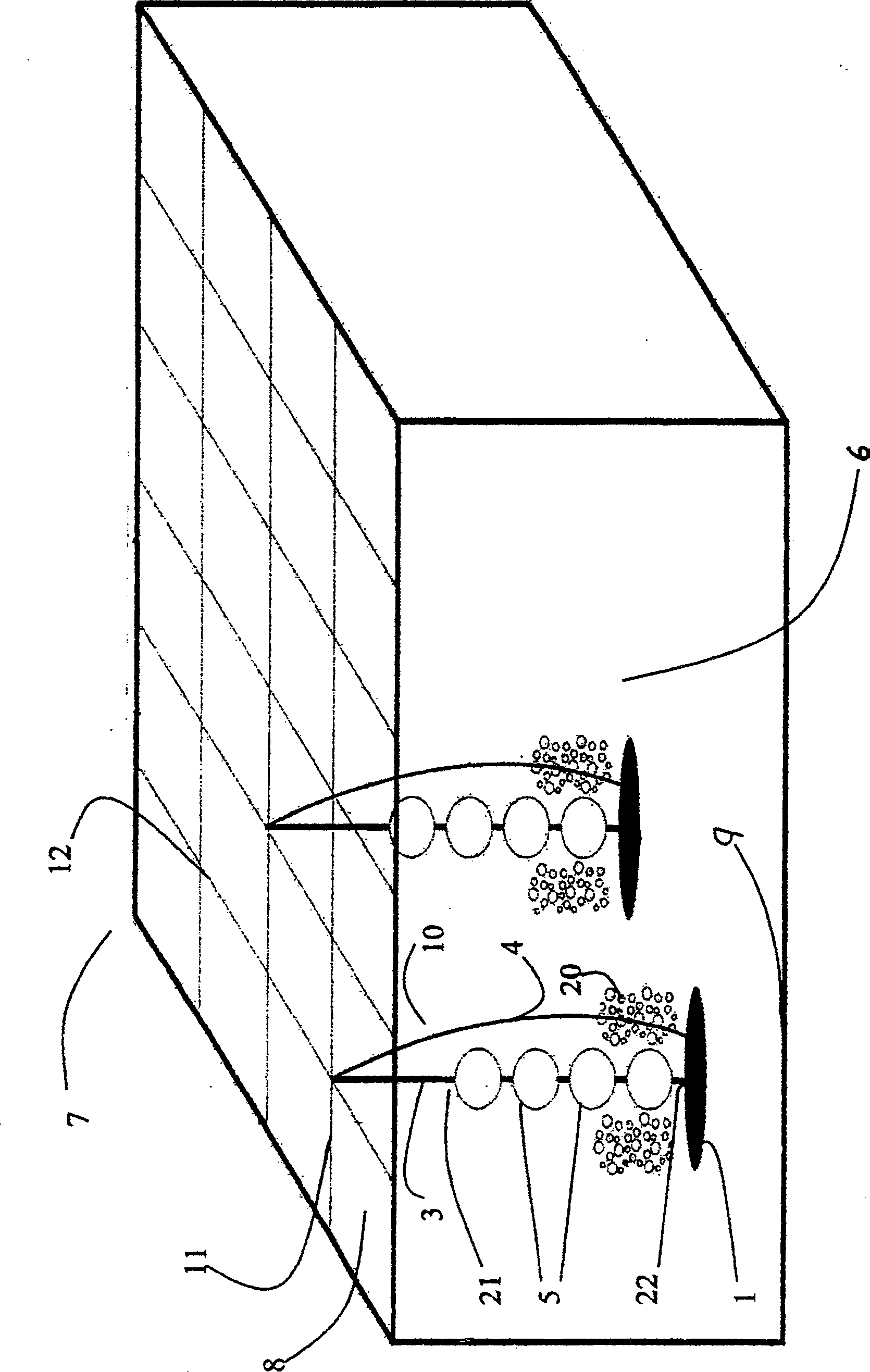 Device combining air feeding and biological connection and the formed water purifying system