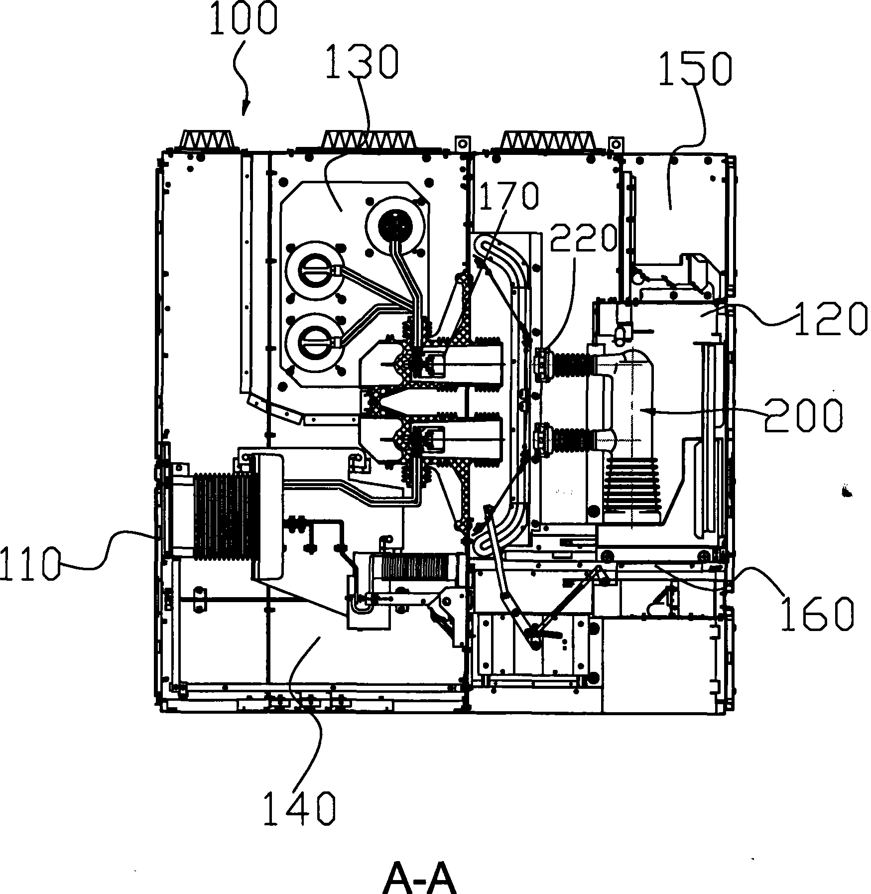 40.5kv middle disposed armored withdraw type metal enclosed switch cabinet