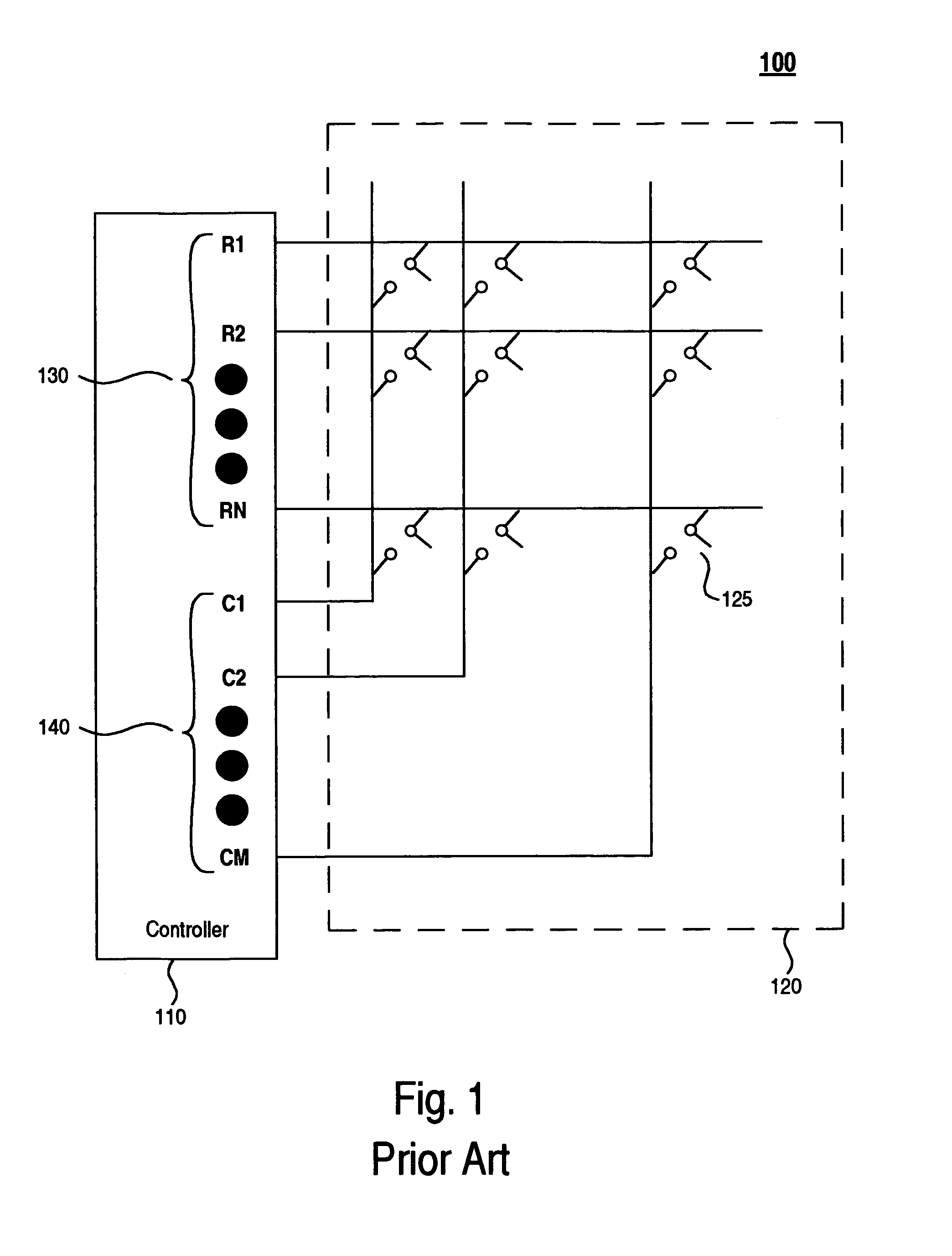 System and method for a data-input array capable of being scanned using a reduced number of signals
