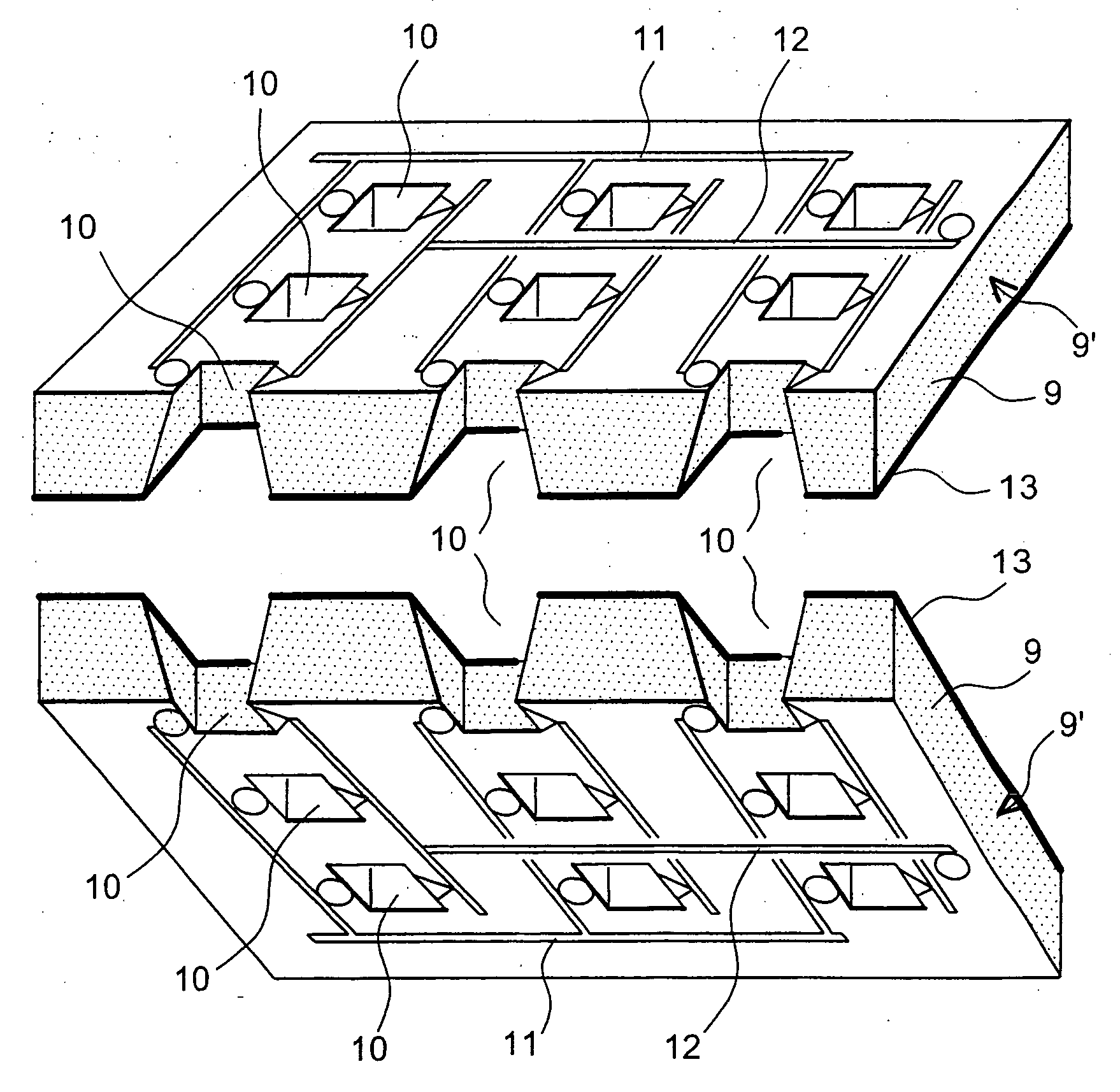 Method for making a fuel cell with large active surface and reduced volume