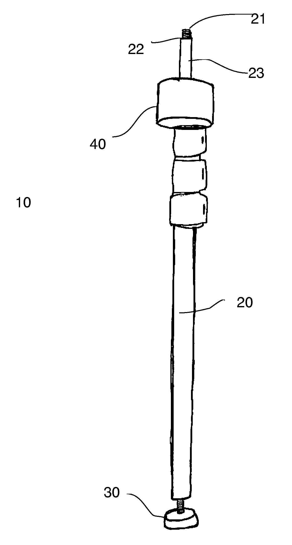 Subaquatic monopod for photographic equipment